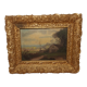 Oil on framed panel depicting a country house