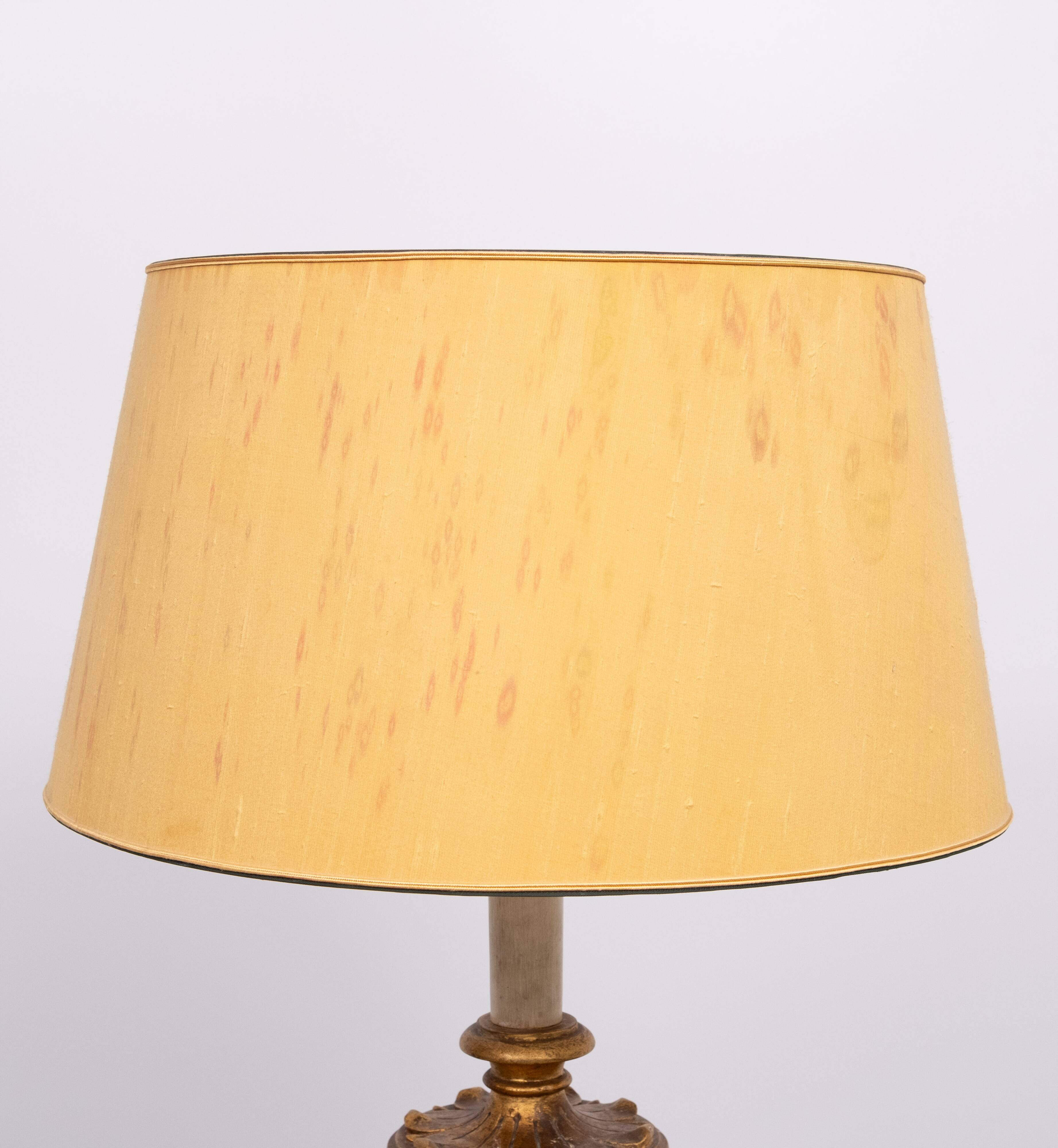 Rococo Italian Wooden Floor Lamp in Gold, 1950s