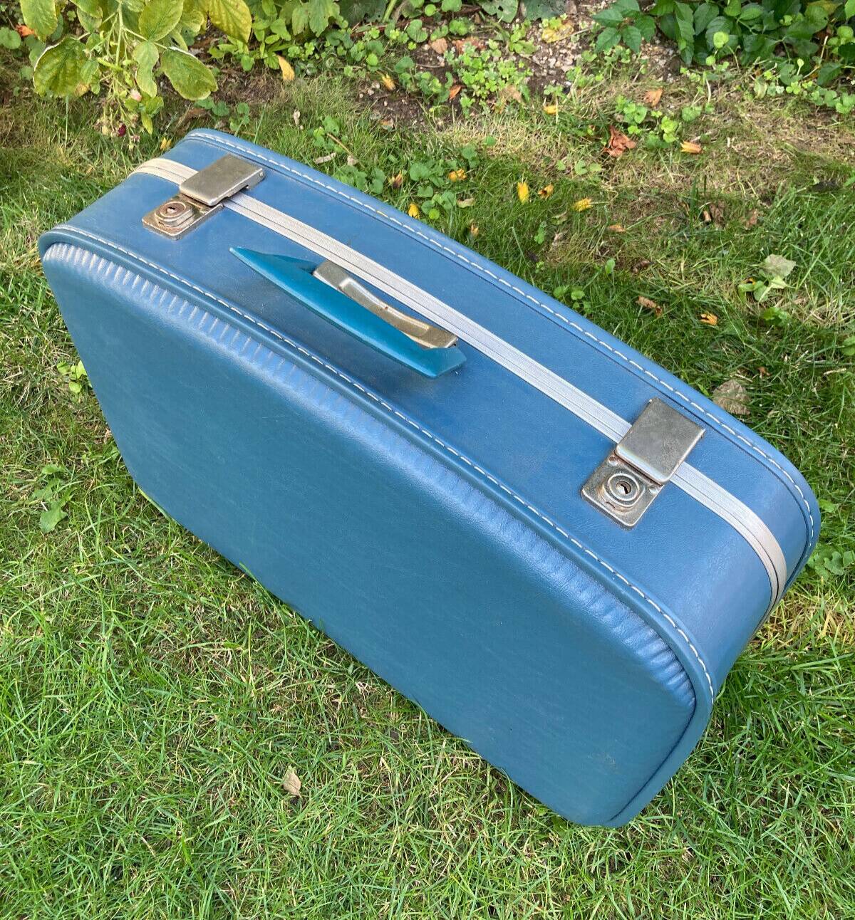 Blue vintage mini suitcase
