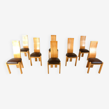 Ensemble de 8 chaises à repas par Rob & Dries van den Berghe, 1980