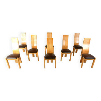 Ensemble de 8 chaises à repas par Rob & Dries van den Berghe, 1980