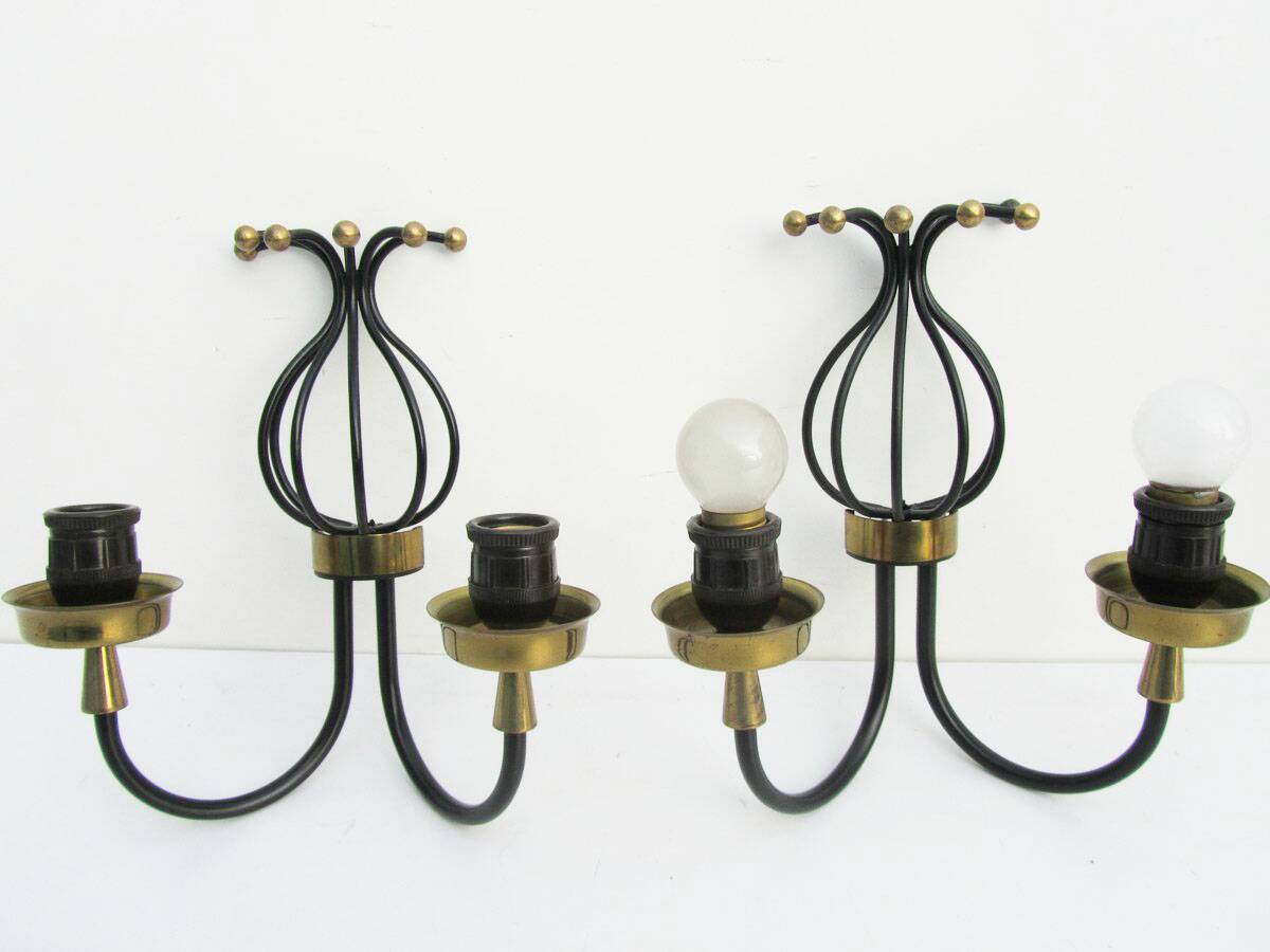 Set of 2 Italian vintage  wall light sconces in style Arredoluce/ Stilnovo