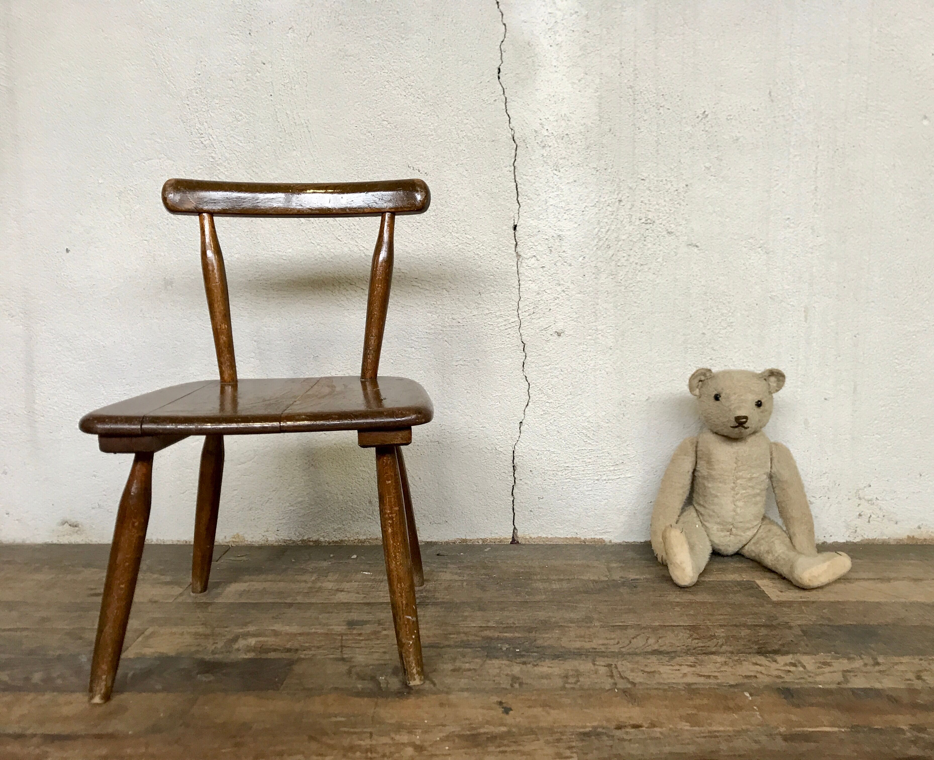 Brutalist primitive style wooden chair