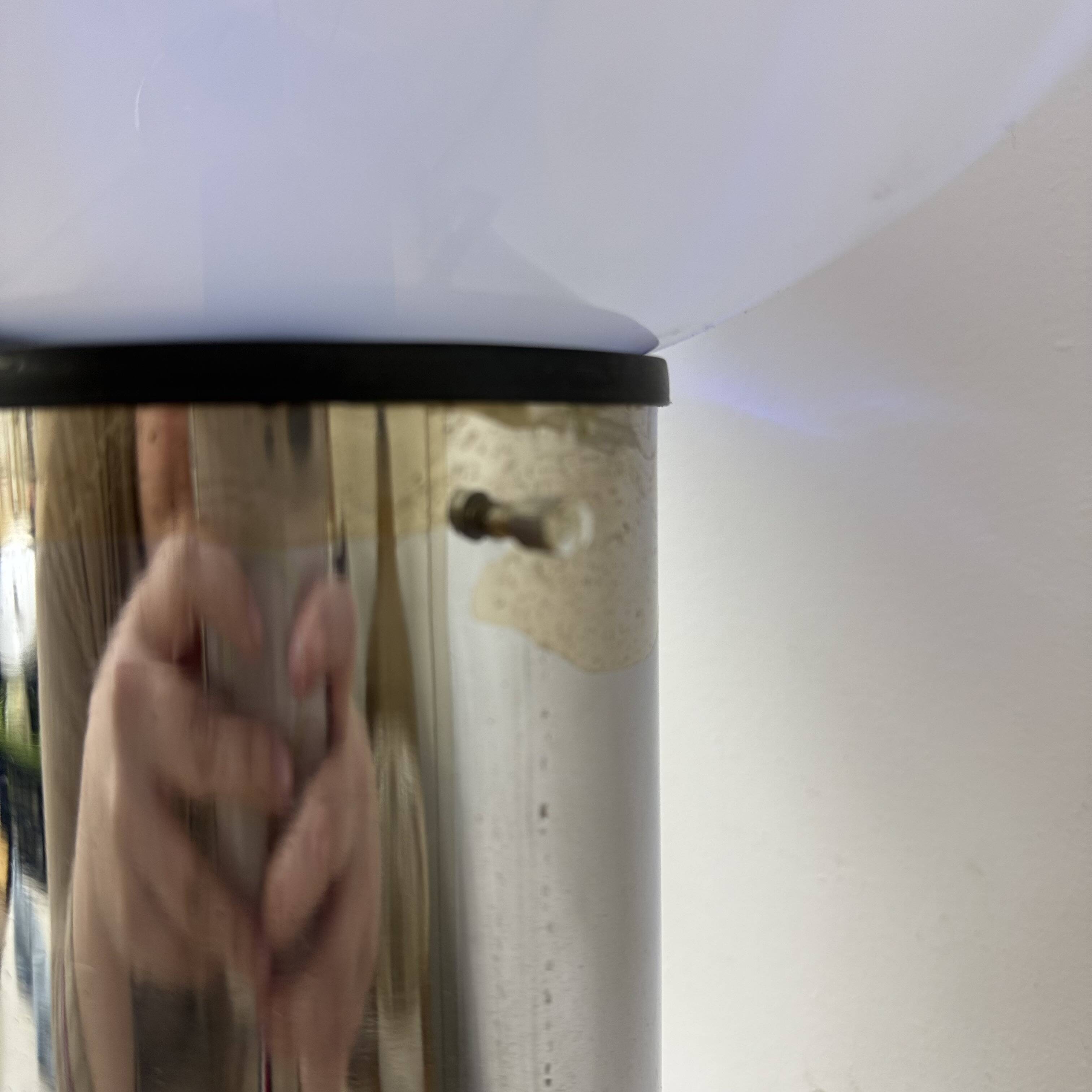 Mid – century Large glass table lamp with blue swirl , 1970s Italy