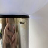 Mid – century Large glass table lamp with blue swirl , 1970s Italy