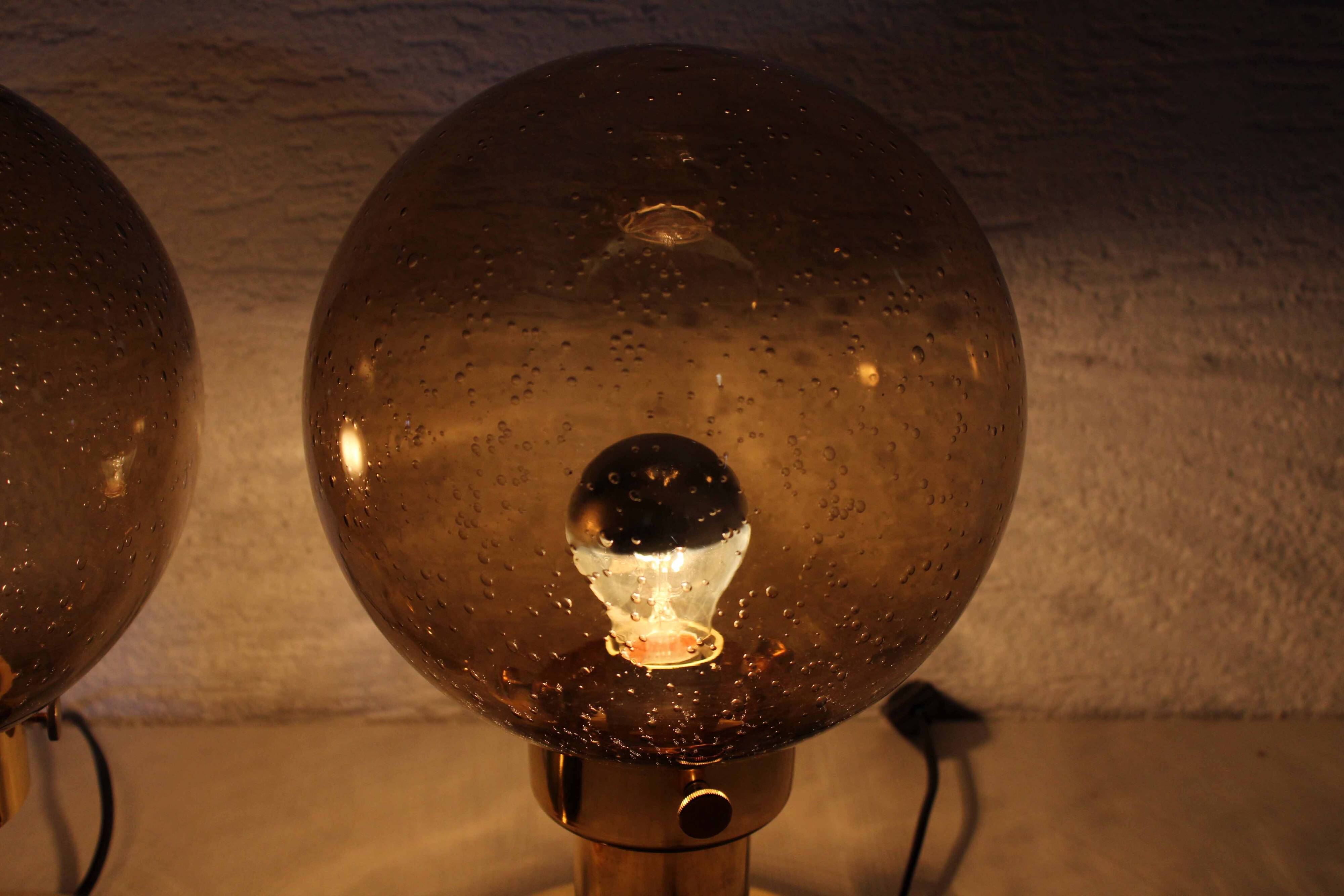 Pair of Space Age smoked glass lamps 1970