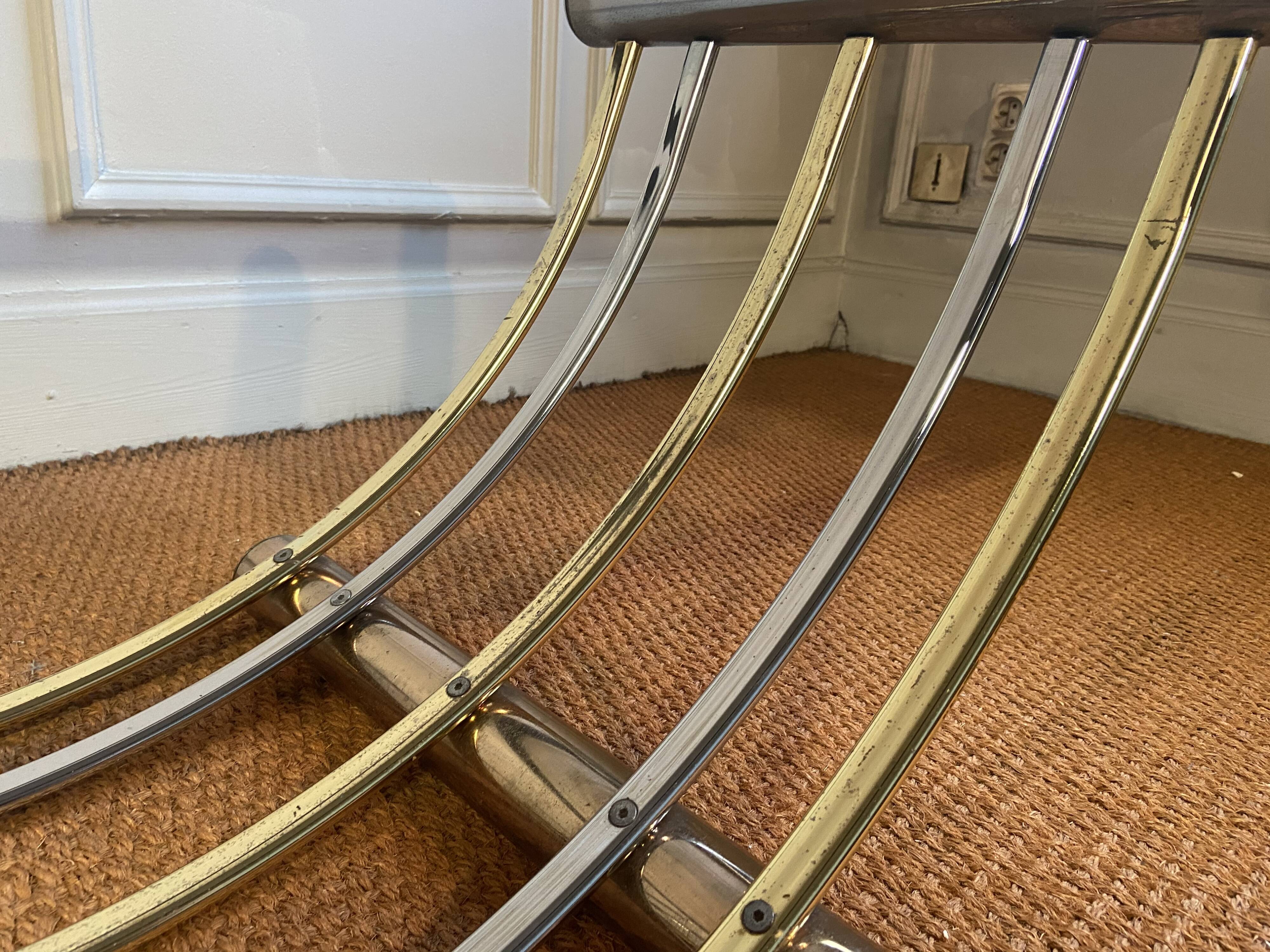 Gold and chrome metal coffee table, Belgo Chrom, 1970s