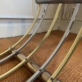 Gold and chrome metal coffee table, Belgo Chrom, 1970s