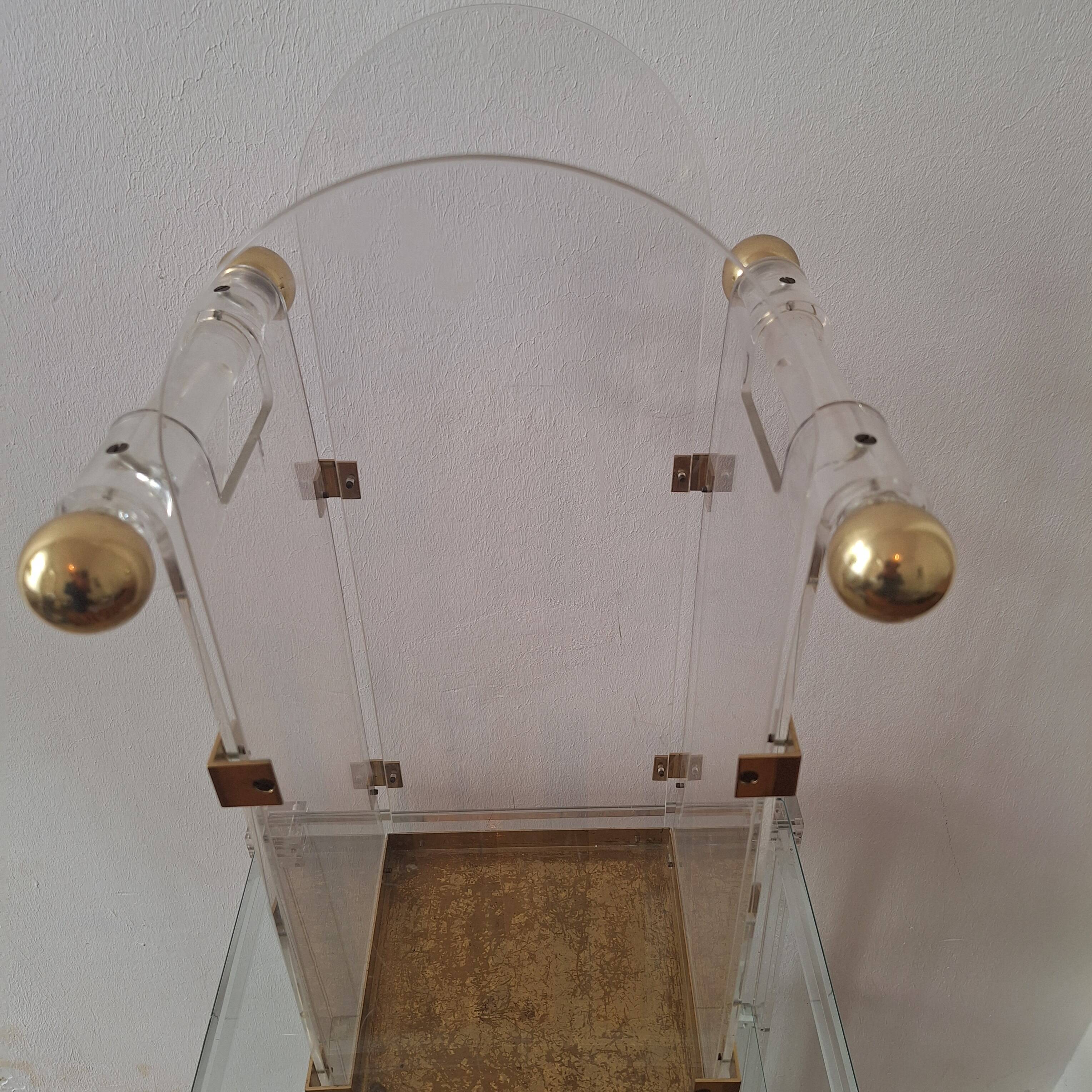 Fontana Arte inspired lucite / acrylic and brass umbrella stand, 1970s