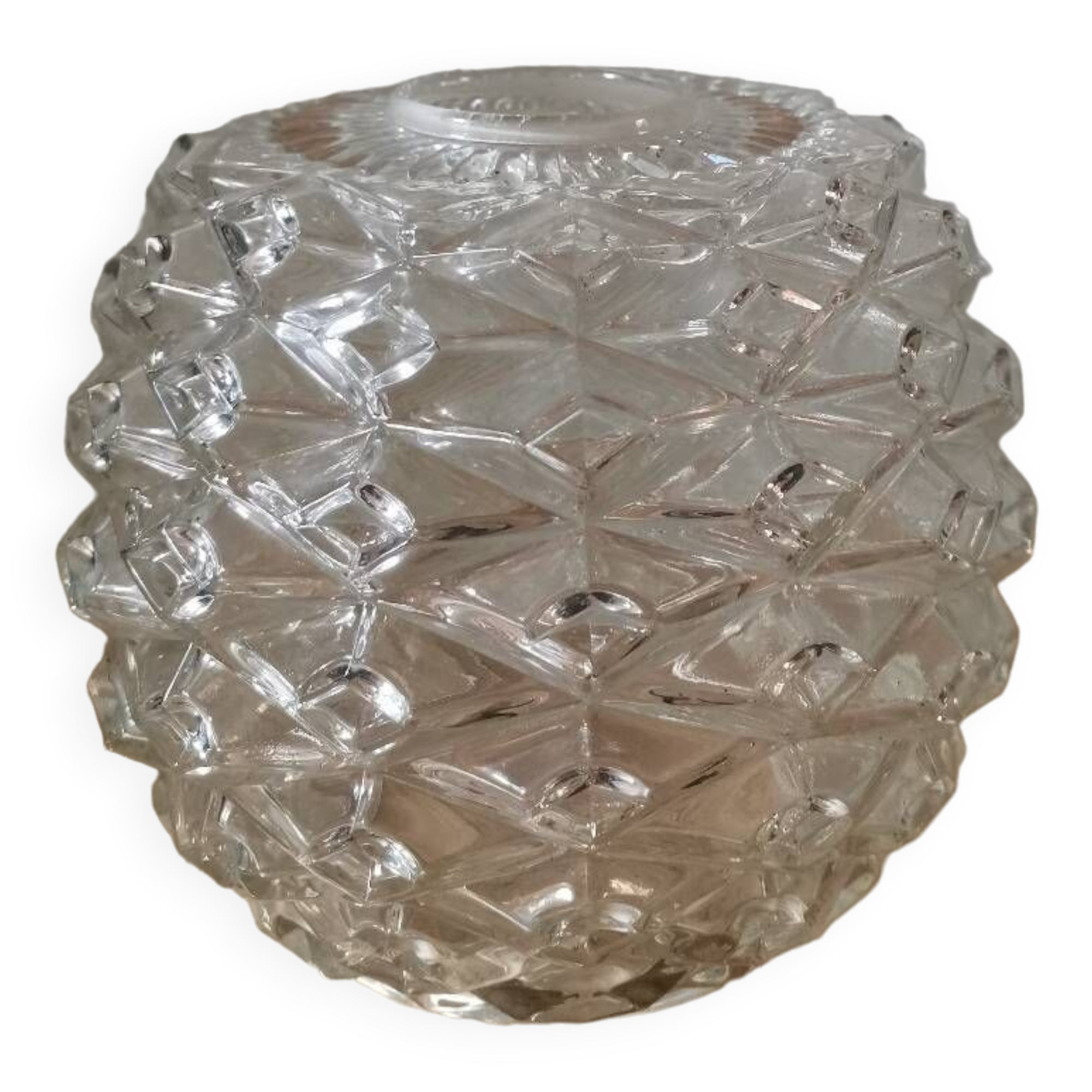 Vintage molded glass ball lamp globe faceted diamond portable suspension