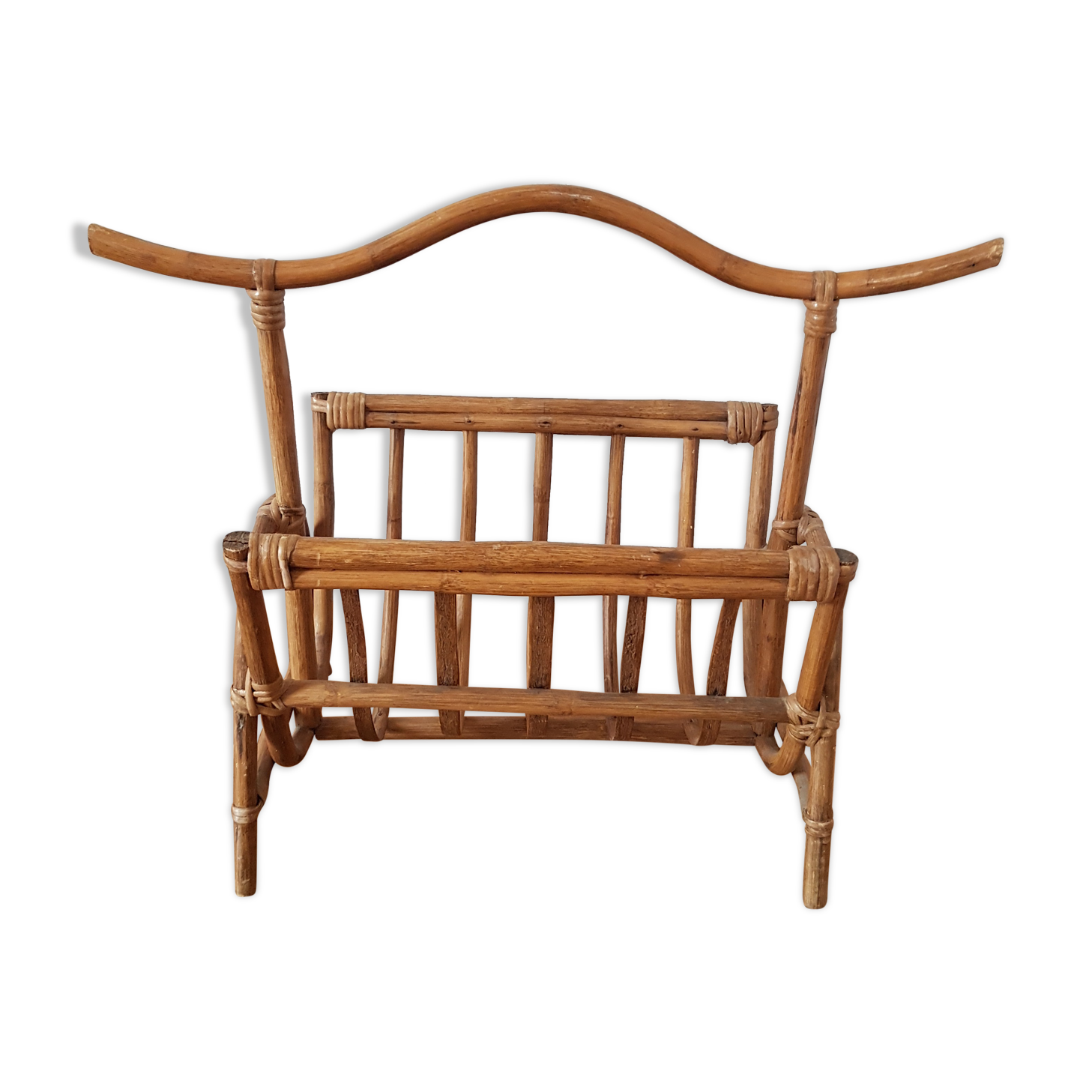 Vintage rattan magazine holder