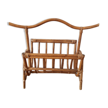 Vintage rattan magazine holder