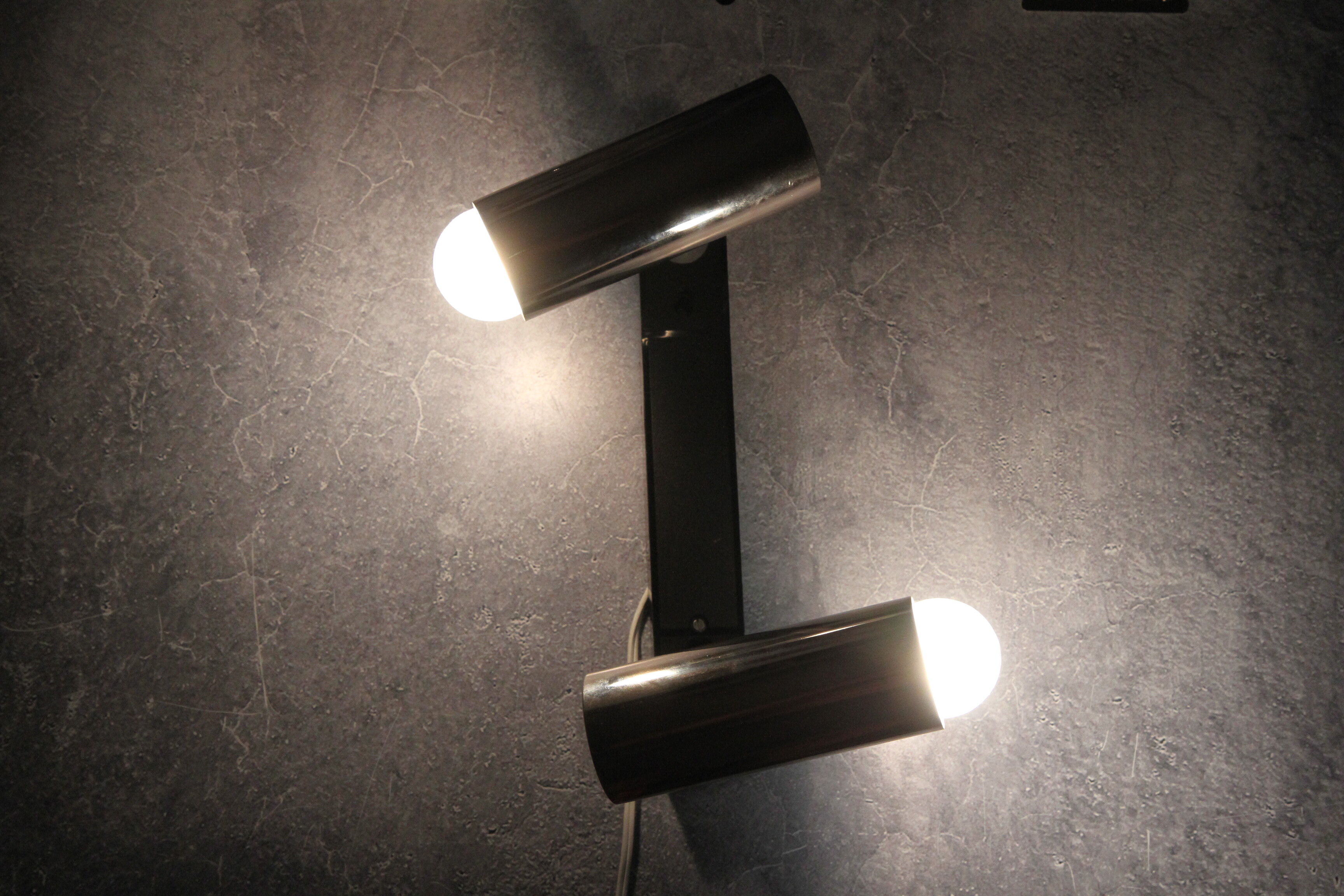 Wall sconce with two chrome lights from the 70s