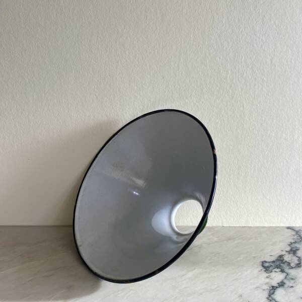 Green enamelled lampshades x4