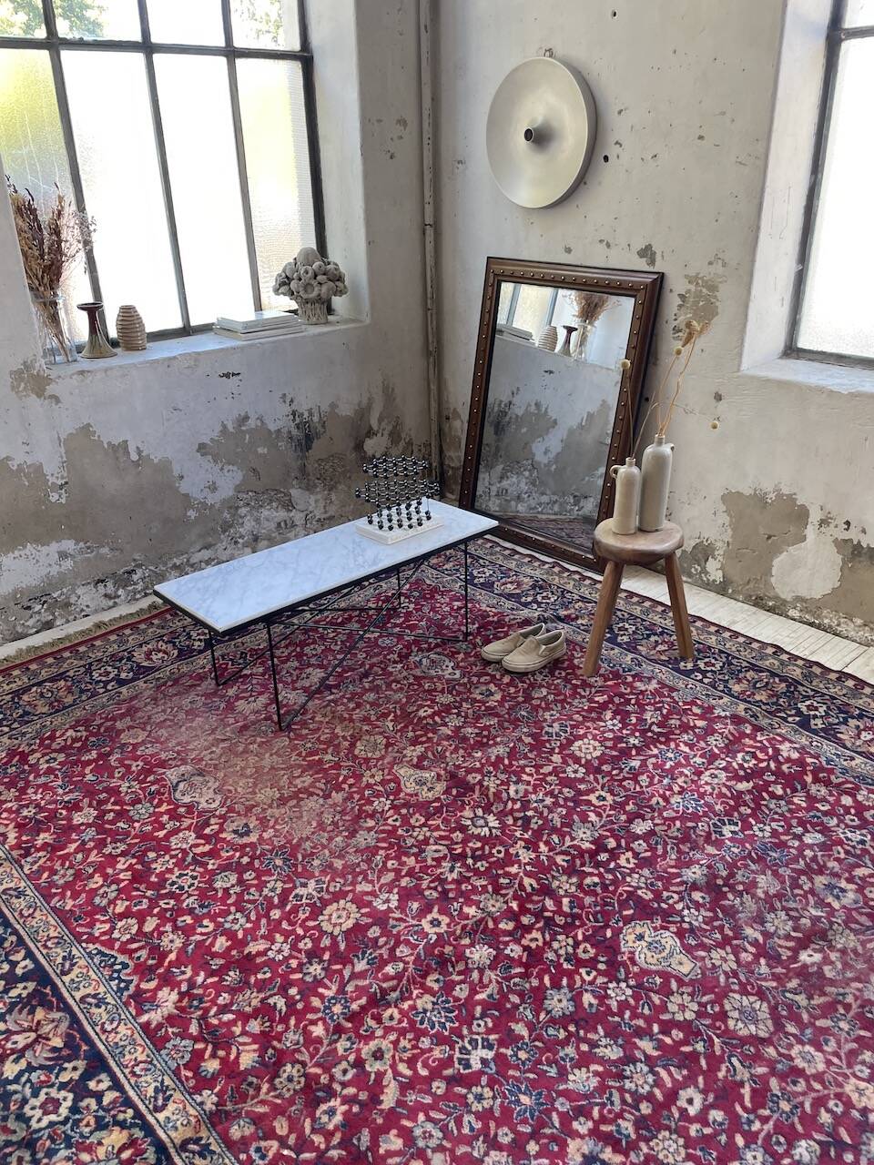 50s coffee table in metal and marble