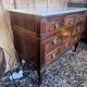 Louis XVI chest of drawers in mahogany veneer and solid wood, white marble