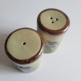 Set salière et poivrier en grès décor floral vintage