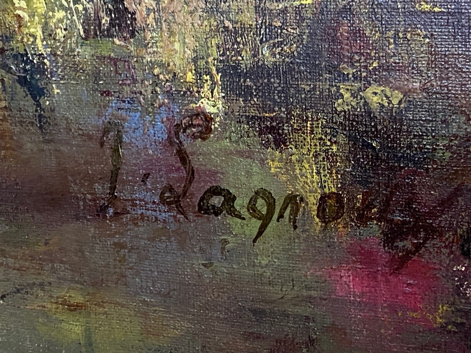 Oil on canvas by the lagnoux bouquet of still life flowers 1960