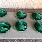Suite of six cups and saucers green / vintage 50-60 years