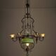 Antique adjustable height chandelier with original glasswork and brass detailing