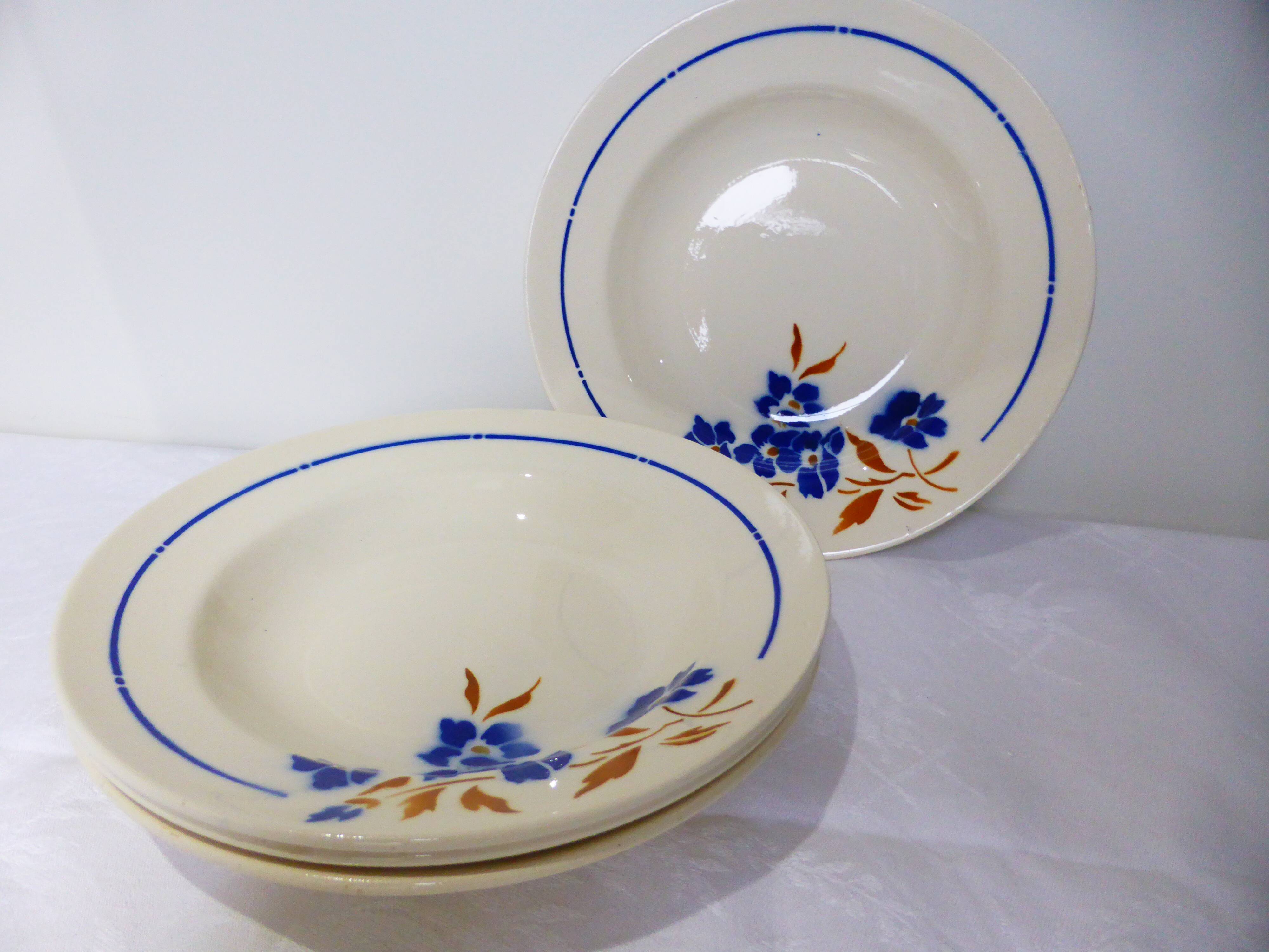 4 vintage Badonviller deep plates 211249