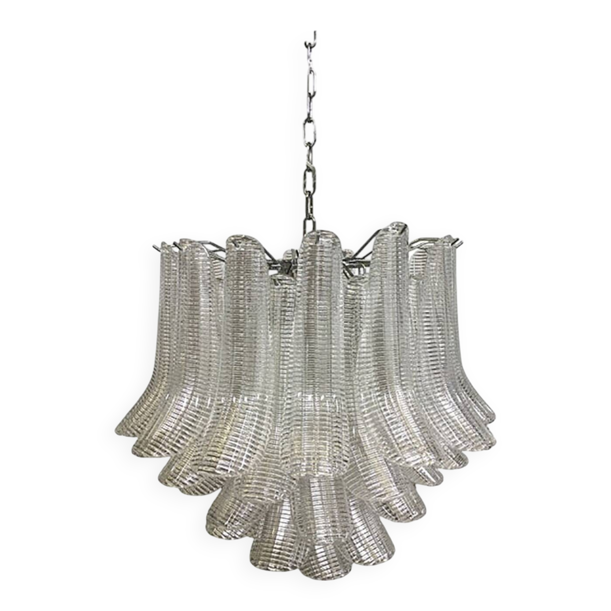 Murano Glass Sputnik Chandelier With Clear "Seghettata" Italian Glass