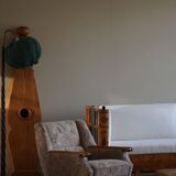 Mid-century modern Danish, pair of oak armchairs with original fabric, 1960s.