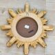 Golden sun mirror in wood, vintage, 1950s, made in Italy.