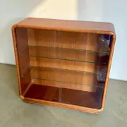 Vintage Art Deco display cabinet in mahogany with a black marble top.