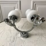 Duo of wall lamps in chrome metal and Opalines Japanese 50s