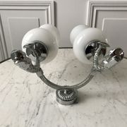 Duo of wall lamps in chrome metal and Opalines Japanese 50s