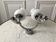 Duo of wall lamps in chrome metal and Opalines Japanese 50s