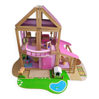 Farm-themed wooden dollhouse