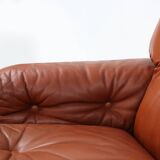 Brown leather 2-seater sofa Coronado by Tobia Scarpa for B&B Italia, Italy ca. 1960