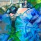 Abstract flowers, modern canvas signed by Myriam Guenaizia.