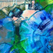 Abstract flowers, modern canvas signed by Myriam Guenaizia.