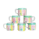 Set of 6 beautiful ceramic cups dabbling style, vintage