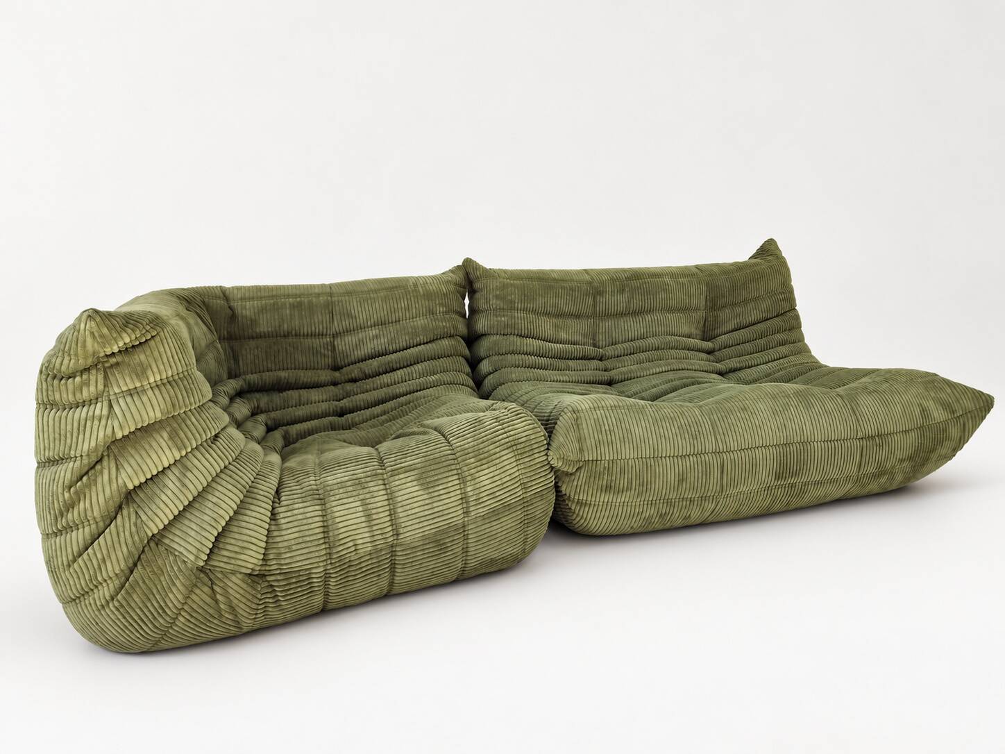 Michel Ducaroy for Ligne Roset Olive Togo 2-seat Sofa and corner seat, Set of 2