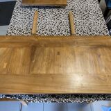Teak table with extension cords