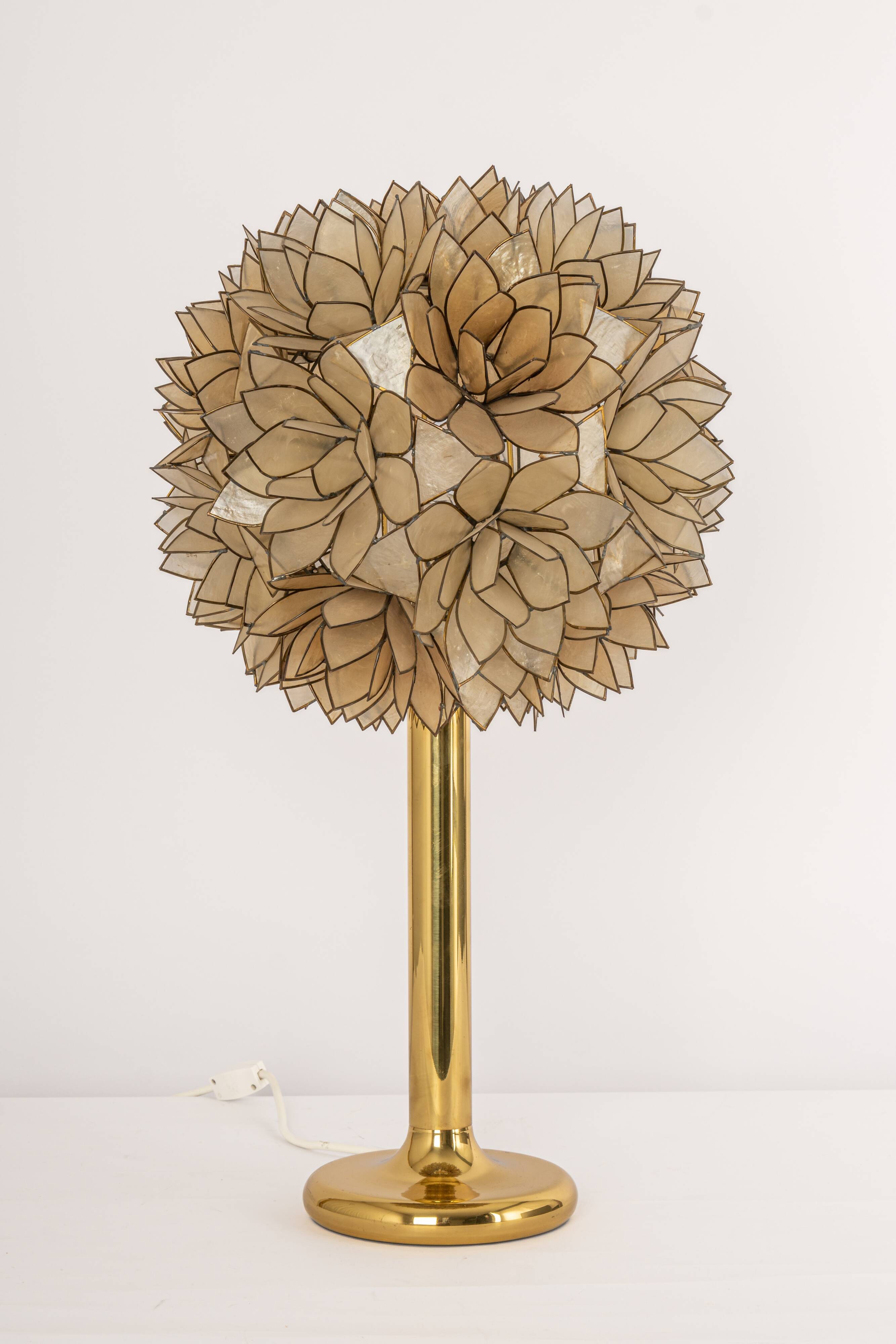 Capiz Shell Lotus Ball Table Light Germany, 1960s