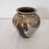 Vase en céramique vernissée marron non Signé - hauteur 14cm