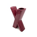 Space age red X letter shaped solifleur vase, Marcel Radureau France 1970