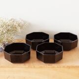 4 octagonal black Arcoroc cups