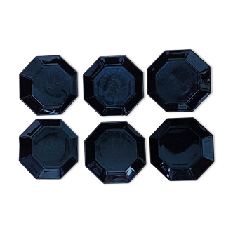 6 assiettes creuses Arcoroc noires