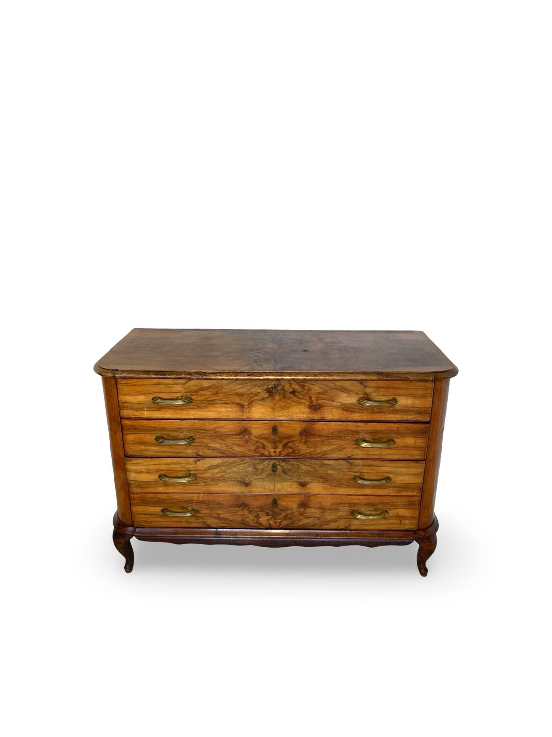 Italian art deco burl walnut chest of drawers, 1930s/1940s
