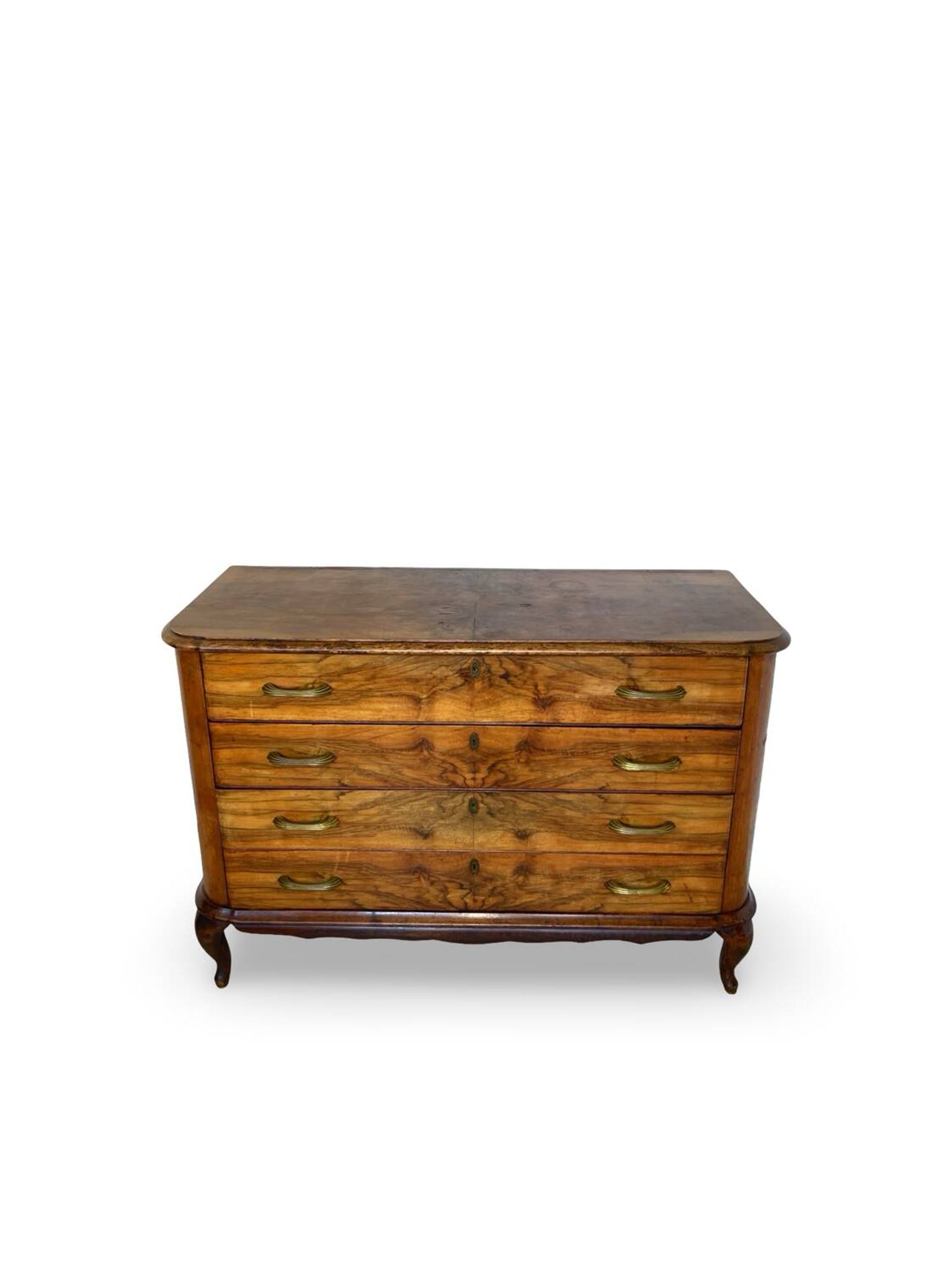 Italian art deco burl walnut chest of drawers, 1930s/1940s