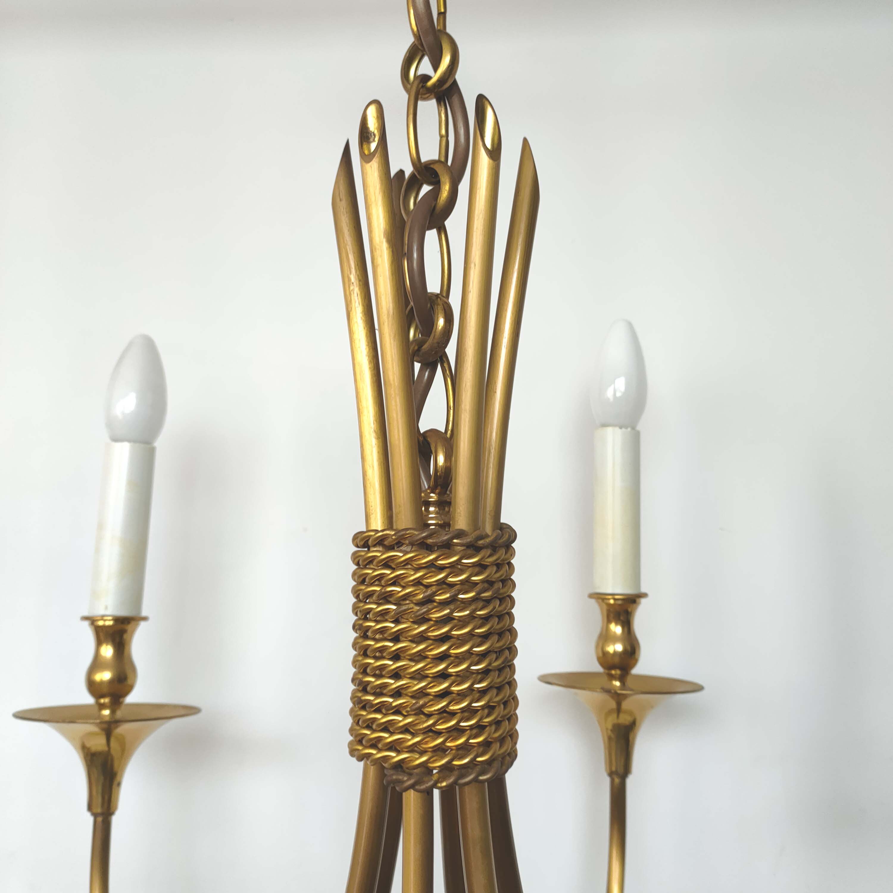 Lustre 6 brass lights