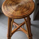 Tabouret rotin vintage 1960