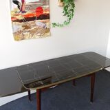 Folding table with black and gold painted glass, 1950