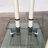 Postmodern Italian bar cart in glass and metal by Metalnova, 1980s.